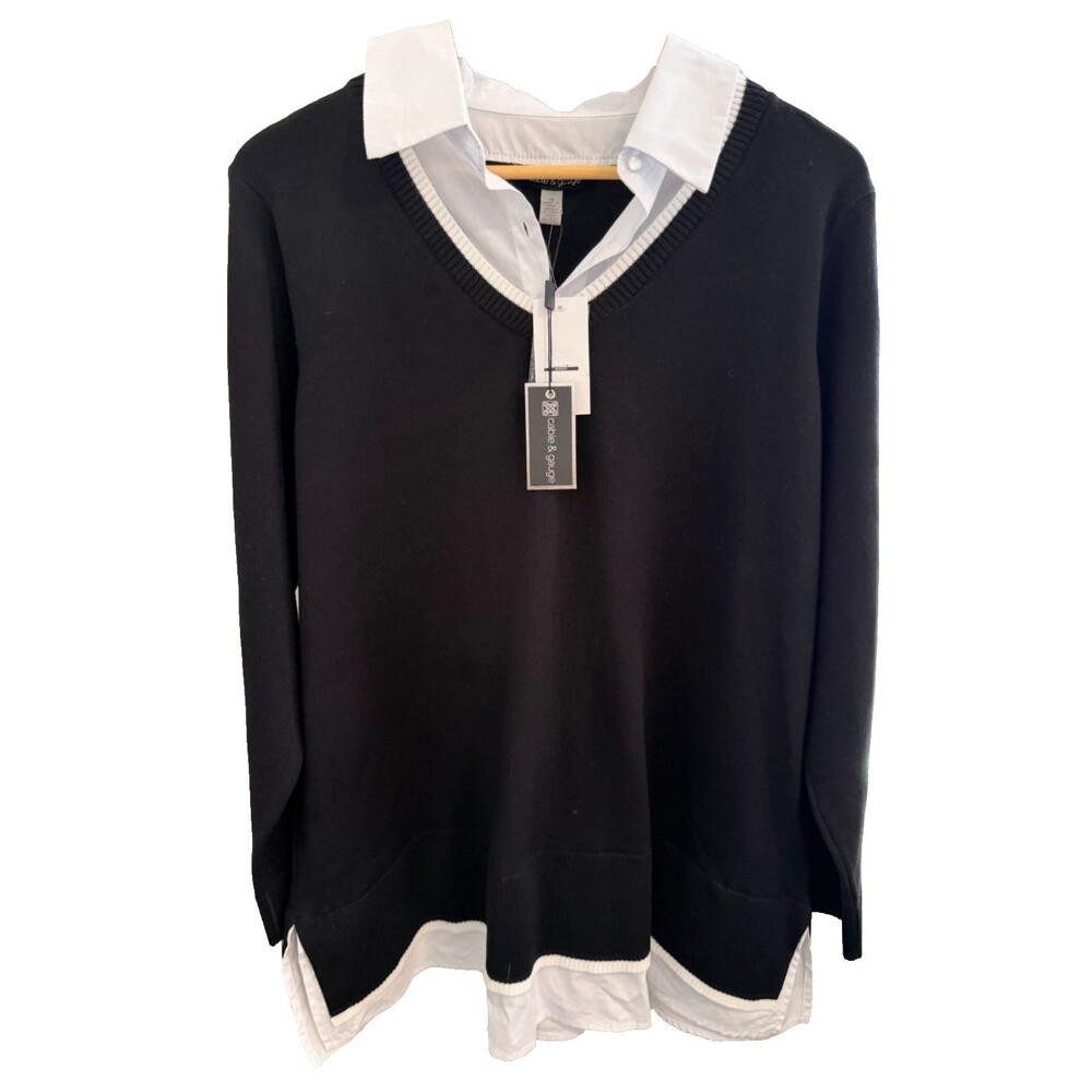 Sweater  Womens Cable and Gauge work wear dark academia sz 2XL NWT